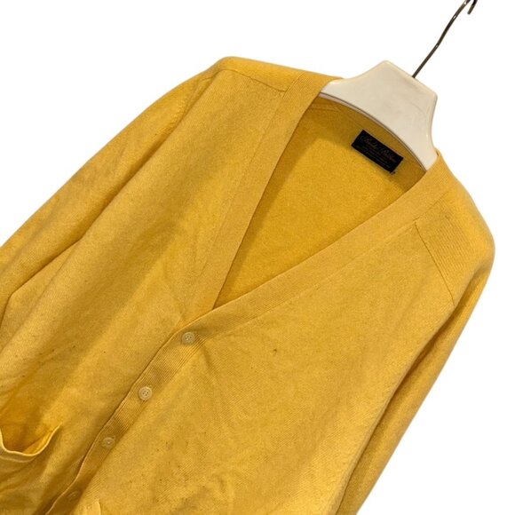 Brooks Brothers yellow 100% cashmere Mr Rogers cardigan sweater 44 Briti… - Picture 3 of 6
